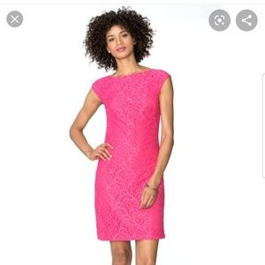 Free shipping! NWT Chaps sz 12 Bright Pink Lace mini Dress
